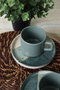 Hermia Juego de tazas de té y platillos de gres cerámico, 12 piezas